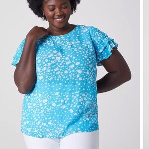 Lane Bryant Sky Blue Floral Blouse Size 18